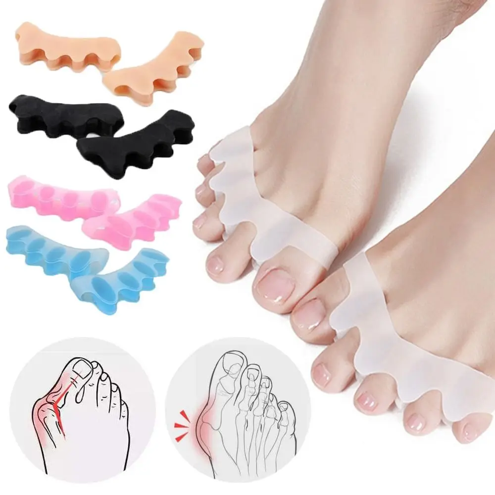 Separador de dedos de los pies de silicona para mujer, Gel suave transpirable para aliviar el dolor de pies, Protector de valgo del pulgar, separador de dedos de los pies, 2 pares