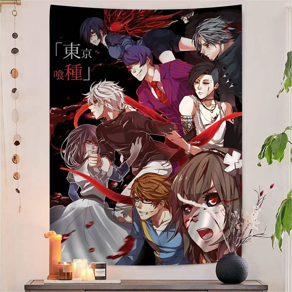 Classic Anime T_Tokyo G-Ghoul Magazines Colorful Tapestry Wall Hanging Bohemian Wall Tapestries Mandala Wall Hanging Sheets