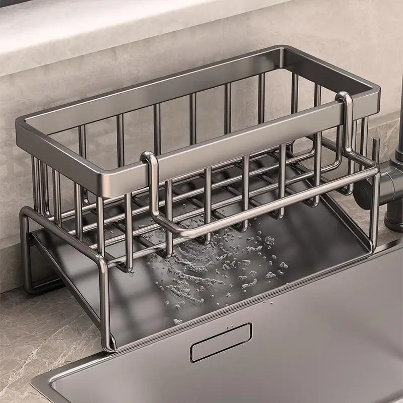 kitchen-countertop-storage-rack-modern-minimalist-style-drainage-cloth-holder-spice-jar-organizer-sink-faucet-drain-shelf