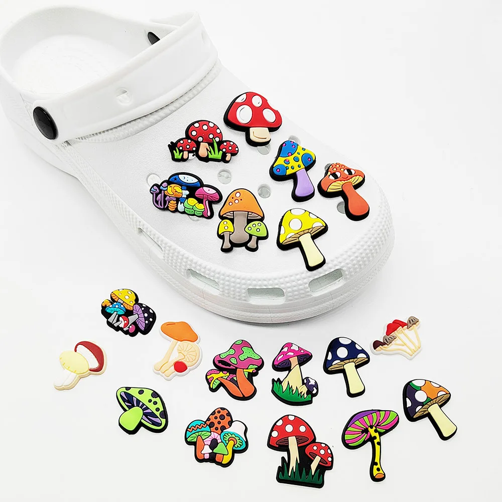 Cute Mushroom Shoe Charms Pin for Crocs Accessories Charms Decoration Shoe Bracelet Wristband DIY Girls Women Party Gifts