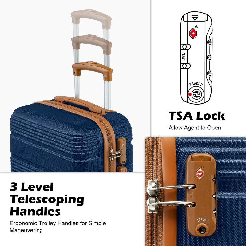 Luggage Set 4 Piece ABS Hardshell Suitcase with TSA Lock Spinner Wheels Lightweight Carry on Luggage