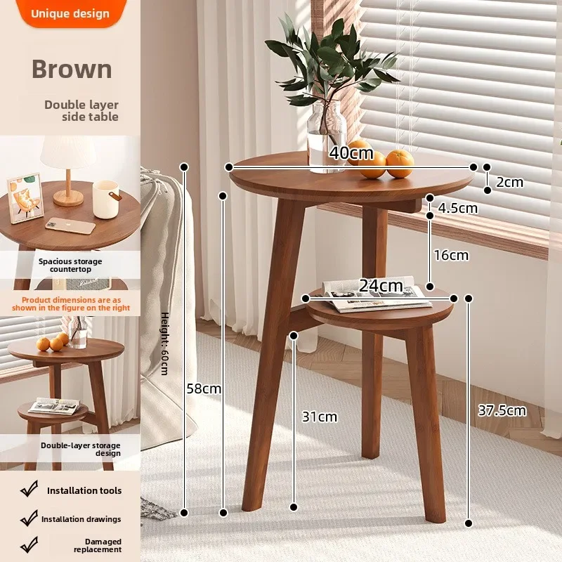 Multi-functional Small table, small coffee table, sofa side cabinet, solid wood small round table side table
