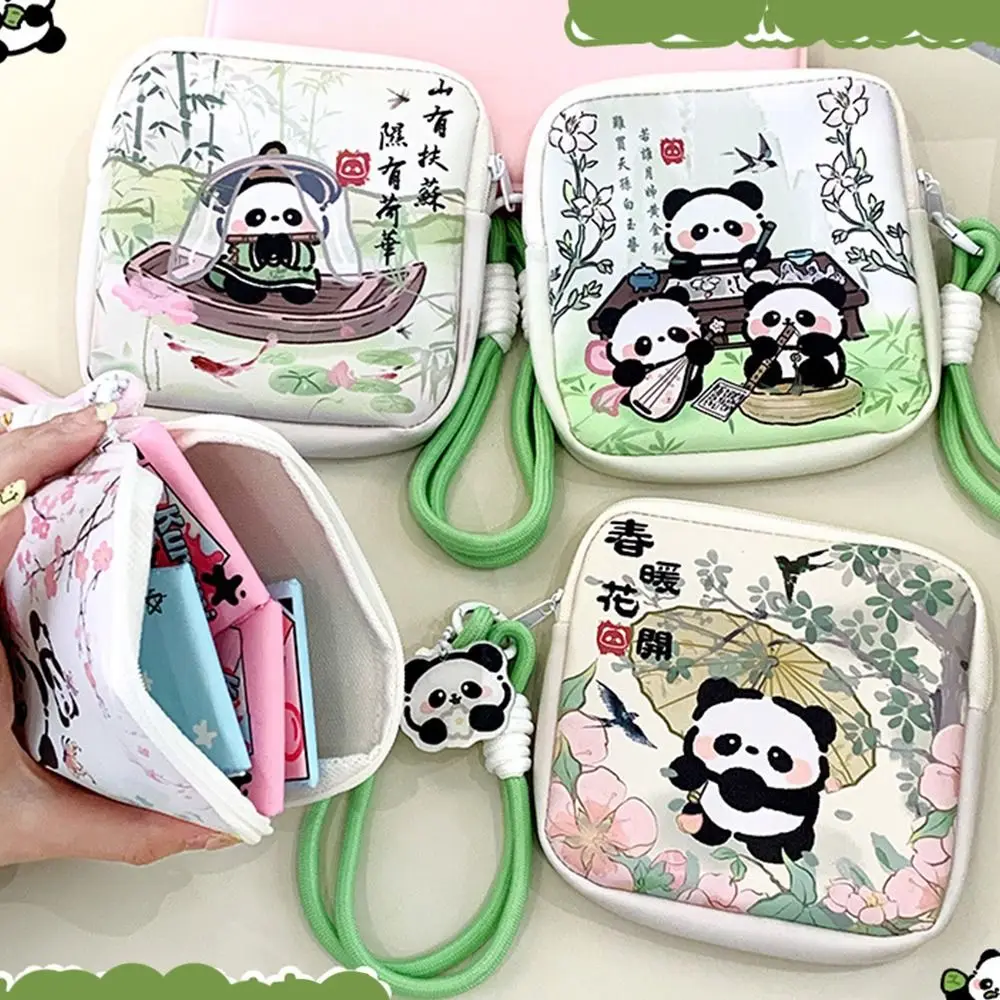 

Gifts Cartoon Panda Sanitary Napkin Bag Portable with Lanyard Coin Purse Large Capacity Menstrual Bags
