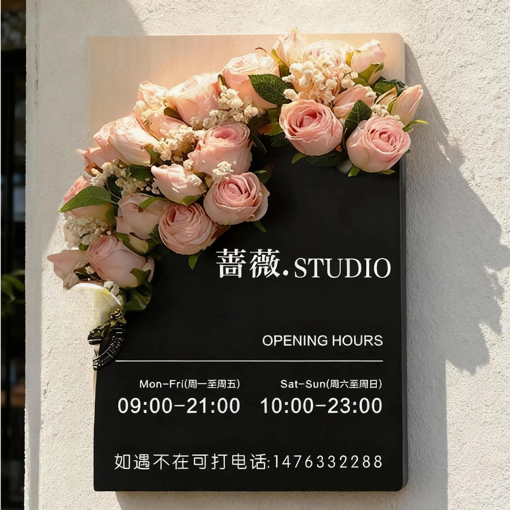 

Индивидуальные акриловые рекламные доски, витрины и вывески в витрине магазина для студийных дверных табличек, доски для объявлений о деловых часах.