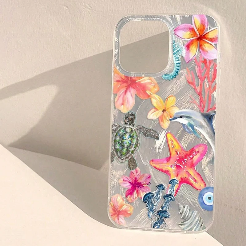 Summer Sea Turtle Hibiscus Phone Case For Iphone Pro Max Plus_voghion.com