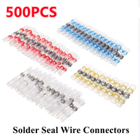 500/100PCS Waterproof Heat Shrink Butt Wire Connectors Tinned Copper Solder Seal Terminals Thermal Shrinkage Sleeve Splice