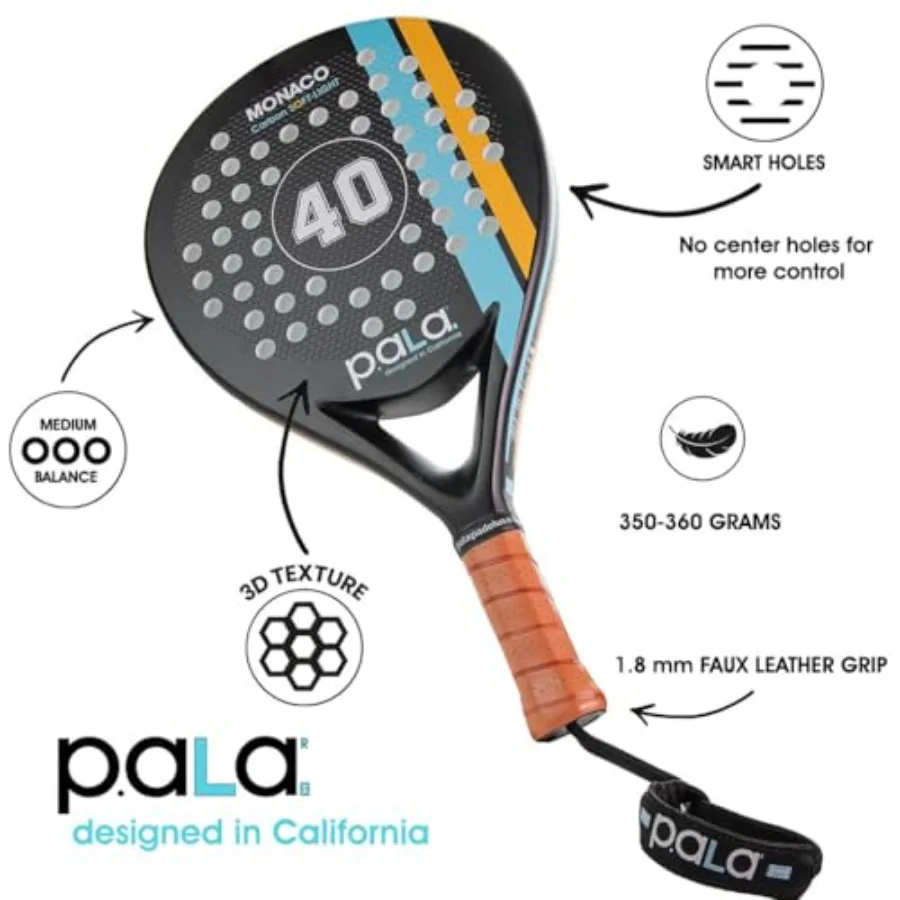 Carbon Padel Racket for Beginners Intermediate Players Soft EVA Memory Core Carbon Fiber Frame Black/White Lightweight Control