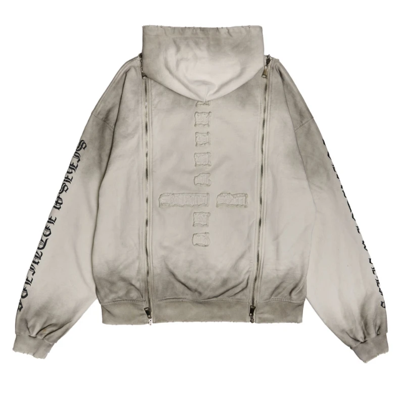 

Winter American Men's and Women's Heavyweight Hoodies Zipper Embroidered Hoodies Sportswear Vintage Clothing Design Sense