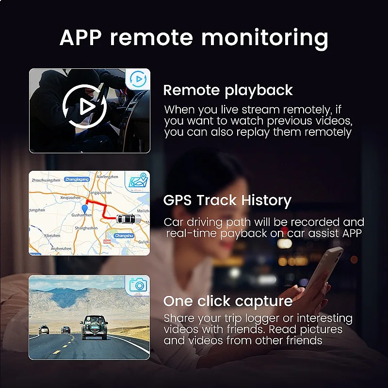 4G Remote Monitoring Dash Cam Car HD 24H Parking Surveillance View via Phone PC view 3