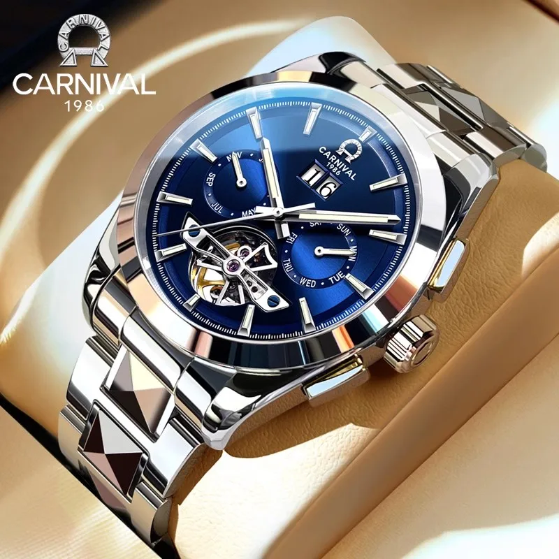 Montre Homme CARNIVAL Mechanical Business Watch for Men Brand Luxury Automatic Wrist Watch 50M Waterproof 2025 Man Reloj Hombre