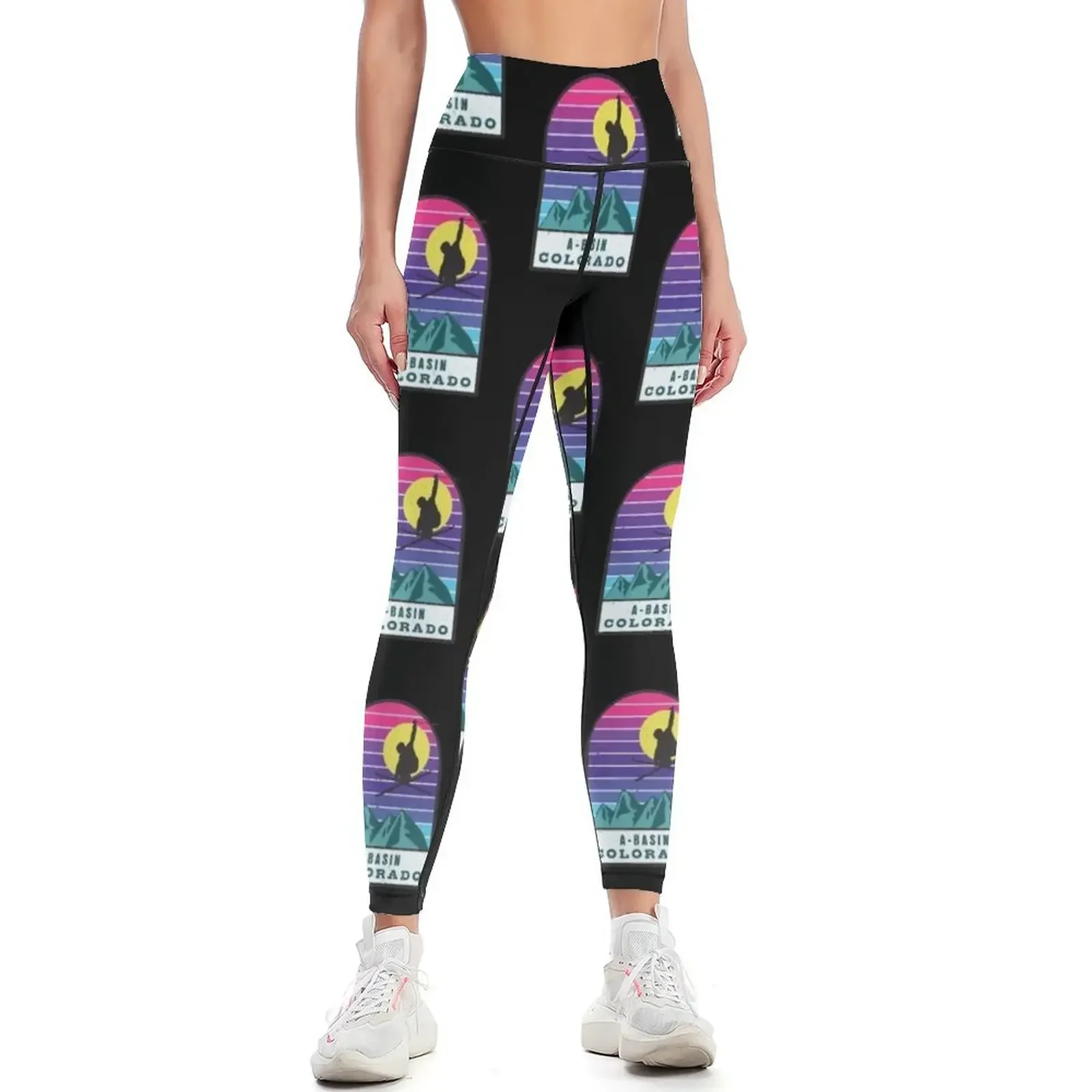 Leggings Retro Sunset de Ski A-Basin Colorado, Pantalones Legging que realzan los glúteos, Joggers para hacer ejercicio, Ropa de gimnasio, Top, Leggings para Mujer