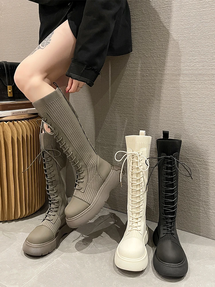 

Women's Sneakers With Platform Fabric Shoes Thick Sole Neon Fashion 2022 Heels Rubber Canvas Solid Winter Cross-tied PU Lace-Up