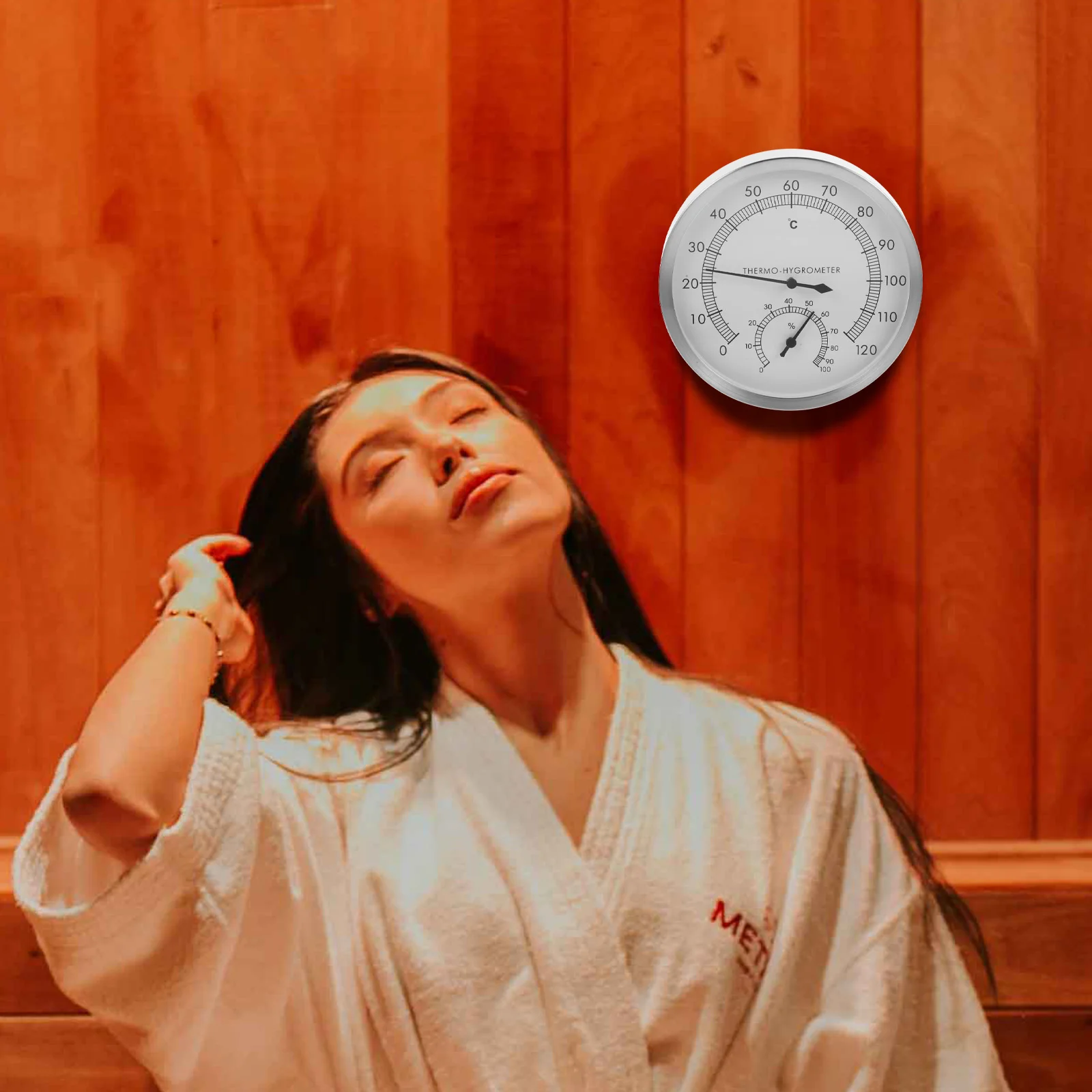 Outdoor Thermometer Sauna Humidity Temperature Gauge For Indoor Wall Clock Multifunctional Silver Professional