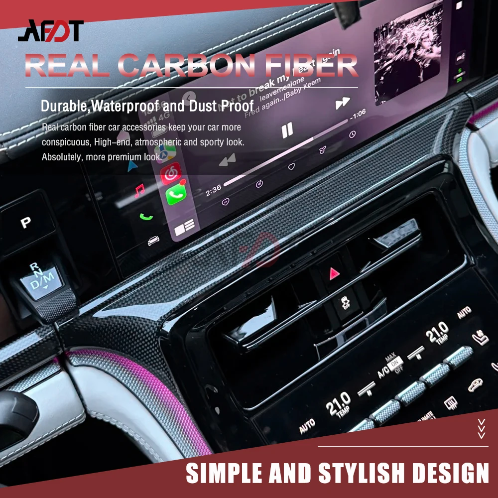 LHD لـ 2024-2026 بورش باناميرا 972 GTS 4S Turbo S E-Hybrid ألياف الكربون الحقيقية عادي نسج 4 قطعة لوحة القيادة شاشة الديكور #3