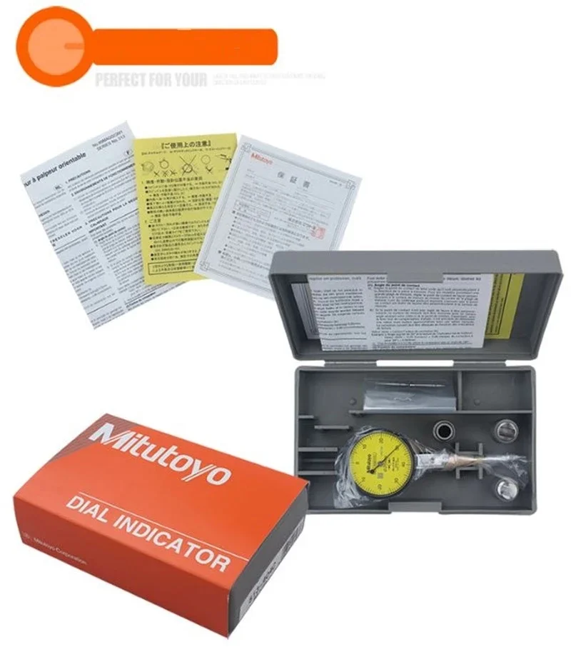 Mitutoyo-Indicador de Dial, 0-0,8mm, 0,01mm, medidor de nivel, Escala de precisión métrica, rieles de cola de Milano, indicador de medición, herramientas manuales