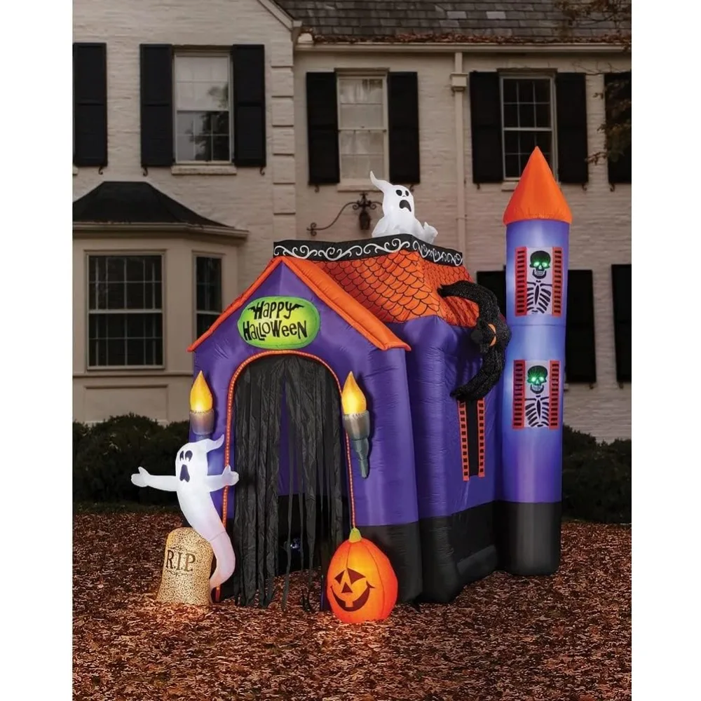 Pre-Lit 12FT Halloween Airblown Inflatable Haunted House Archway Tunnel