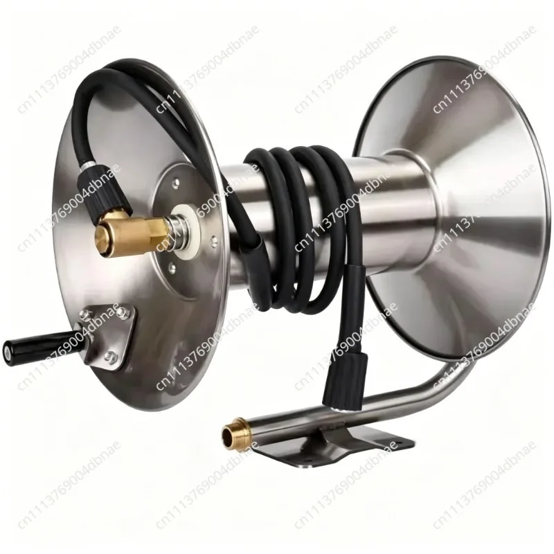 Stainless Steel Garden Reel Heavy Duty Wall Mounted Metal Water Hose Reel 130 Feet 1/2 inch Hose Capacity Hose Trolley