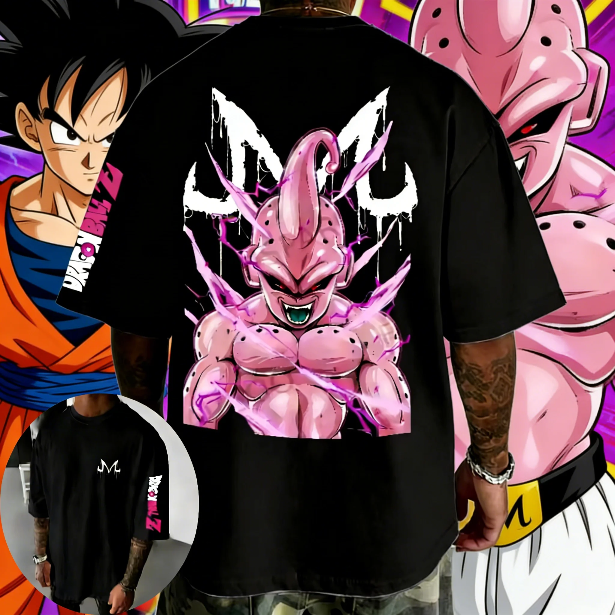 

Dragon Ball Anime Cotton T-shirt 2026 Summer New Majin Buu Printed Men's Street Hip Hop Oversized Casual Short Sleeve Top