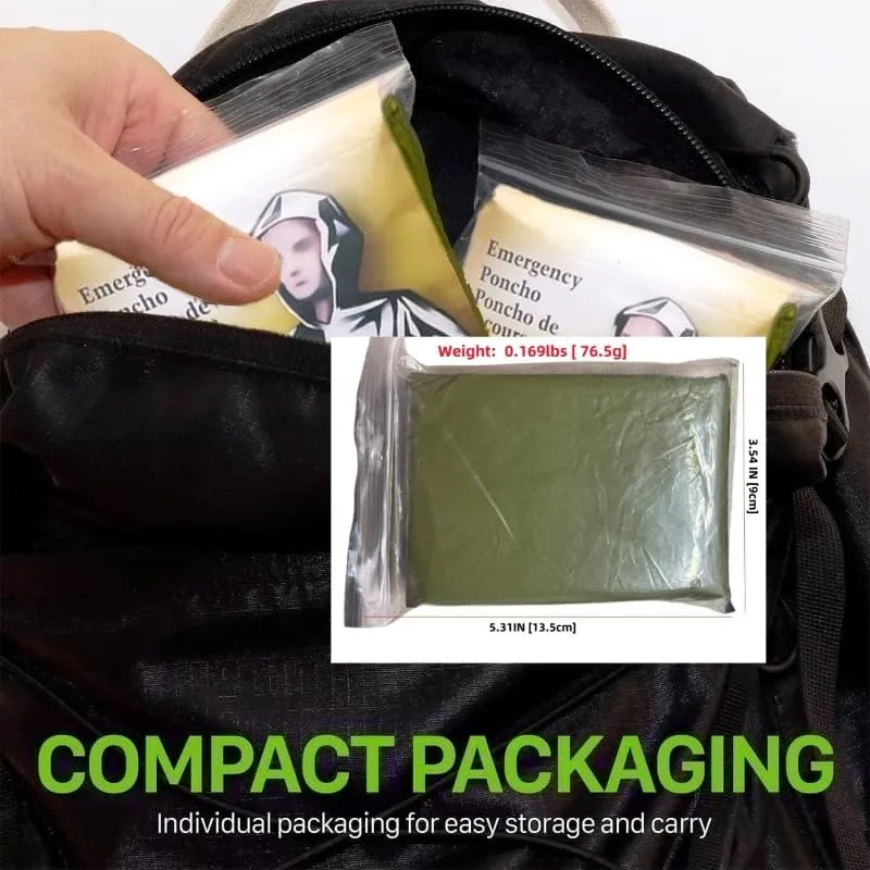 معطف واق من المطر للتخييم مقاوم للماء في حالات الطوارئ في الهواء الطلق متعدد الوظائف ملابس عاكسة معدات التخييم Survie المشي لمسافات طويلة
