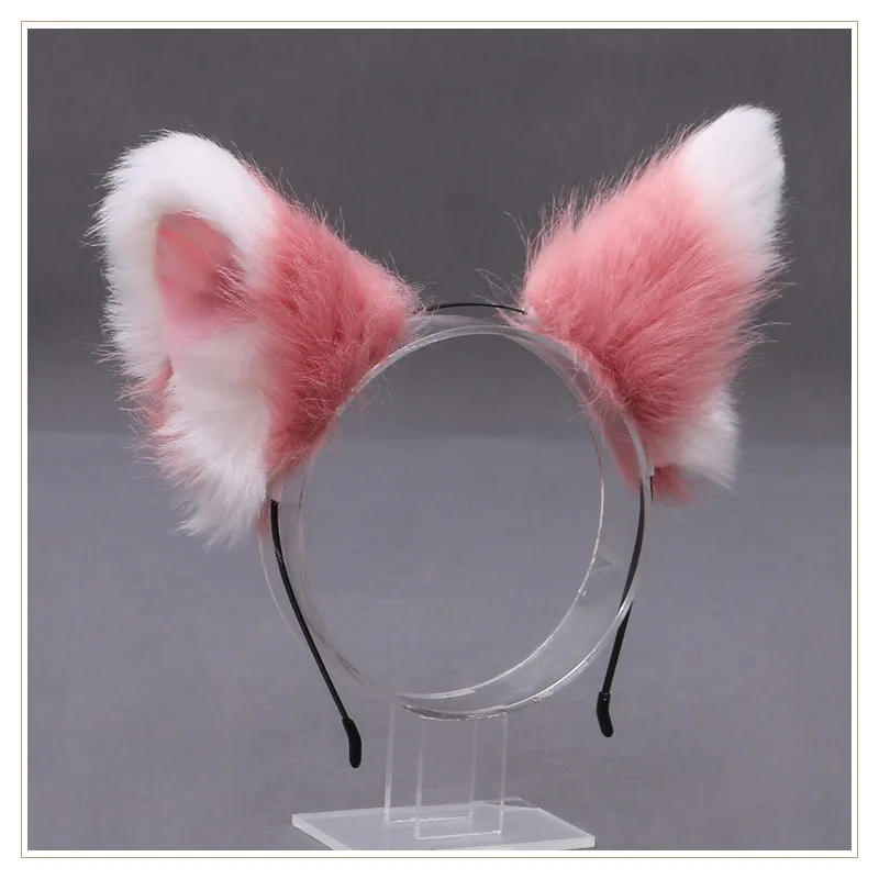 Bonito de pelúcia gato orelha headwear cosplay lolita menina festa cabelo banda kawaii animal raposa acessórios para o cabelo traje alta qualidade prop