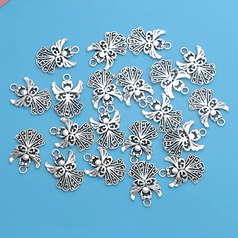 20Pcs Silver Plated Angel Fairy Charms Pendants For Bracelet Jewelry Making DIY Handmade Craft 21x1 4mm