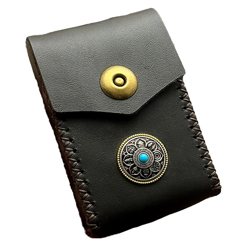 

Long Cigarette Tobacco Pocket Boxes Best Gift Men Double-open Cowhide Leather Smoking Pipe Cases