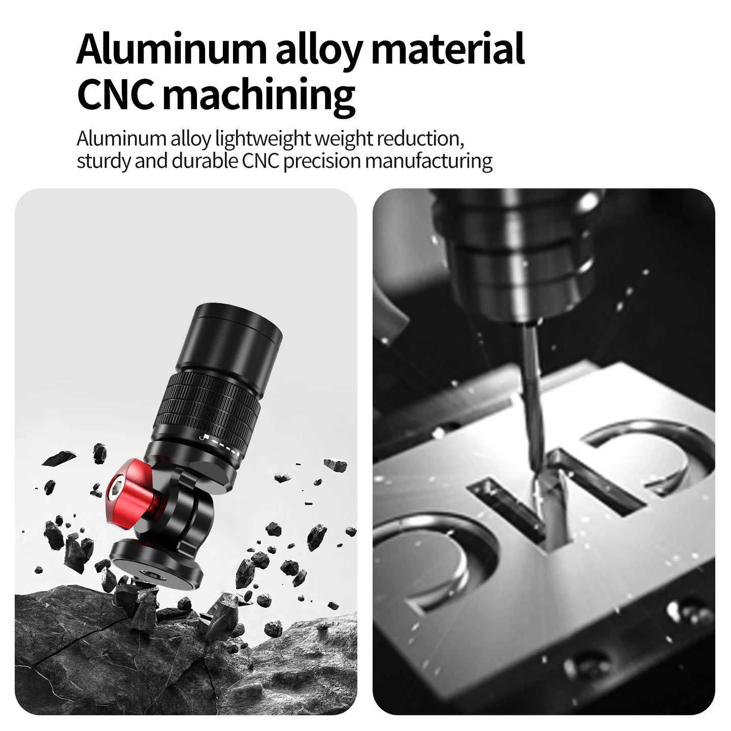 Aluminium-Kamerahalterung Schwenk- und Neigbar ARRI-Ausrüstung Verstellbarer Kugelkopf für DJI Action-Kamera Panorama-Selfie-Stick Stativ Einbeinstativ – Detail 16
