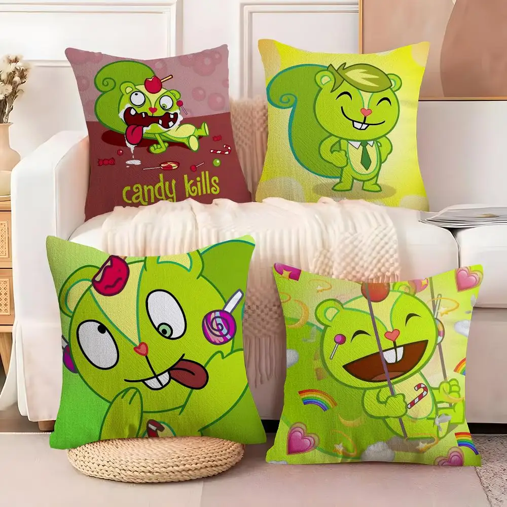 N-Nutty H-Happy Tree F-Friends Cushion Cover  Plush Fabric Soft Double Sided Print Sofa Cushion Cover Throw Pillow Covers