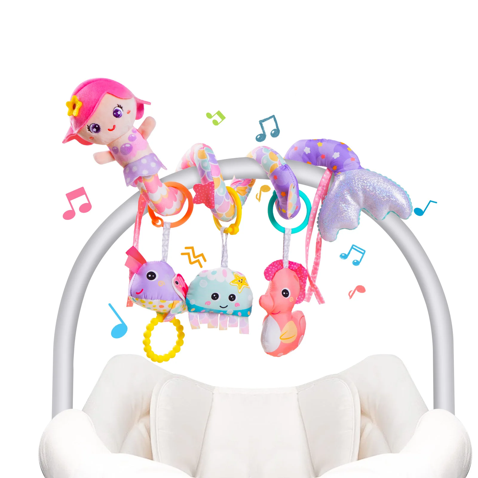 Spiral Car Seat Baby Toys 0-6 Months, Infant Carseat Sensory Toys Hanging Stroller Accessories, Newborn Shower Gift