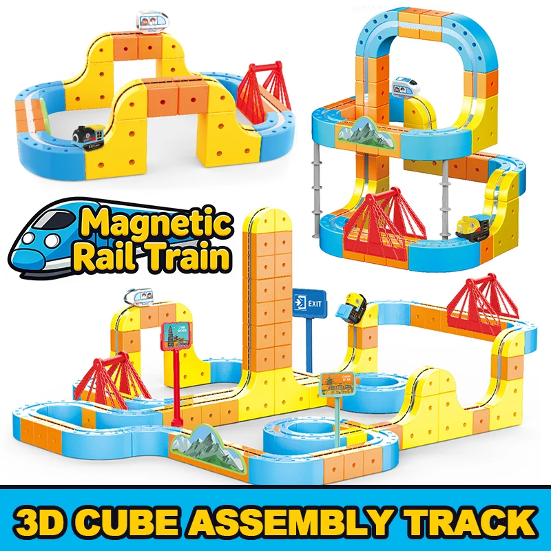 Kinder Magic Track Zug Elektrische Zusammengebaute Bausteine Magnetische Schiene Auto Labyrinth Pädagogisches Spielzeug für Kinder Weihnachten Geschenke