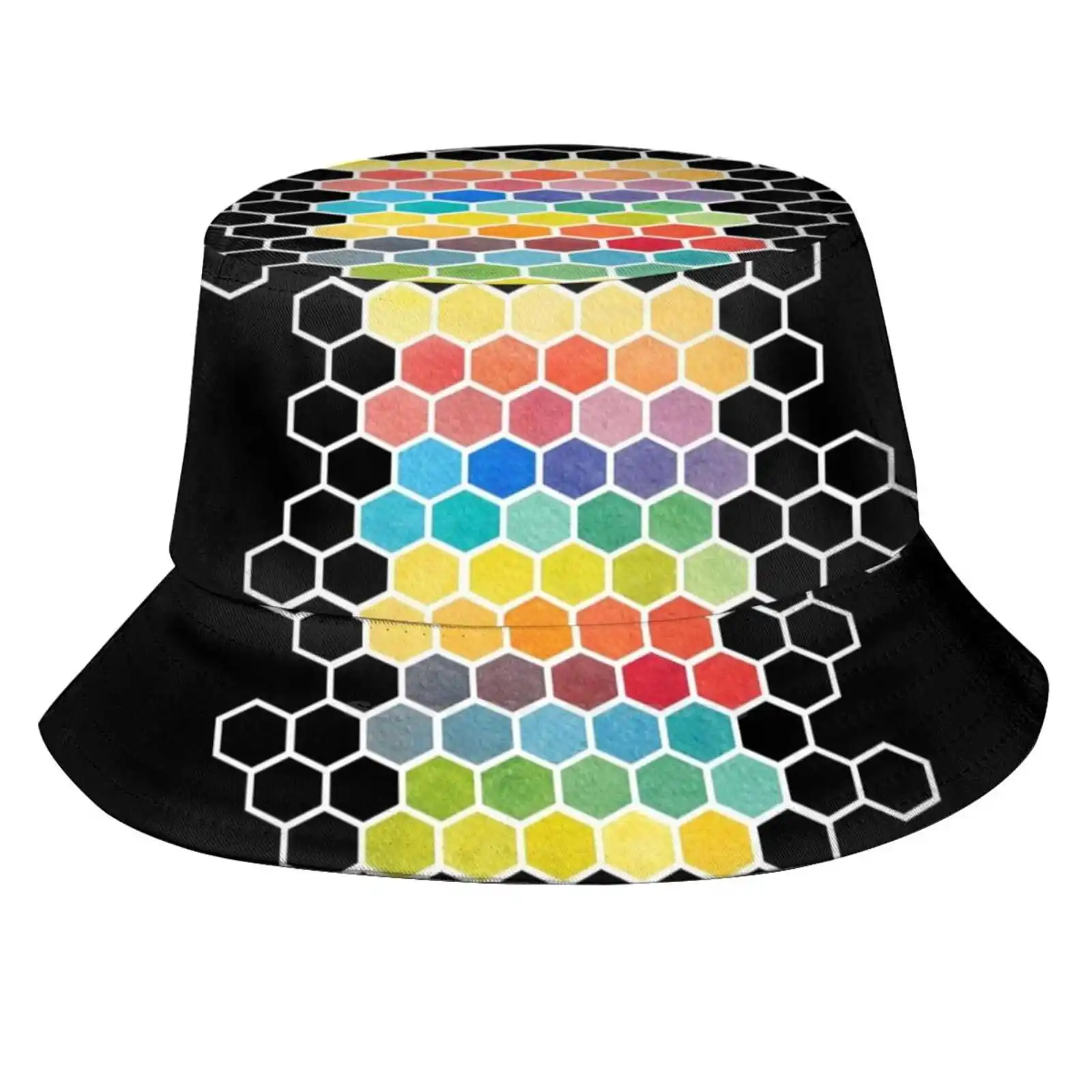 Abstract Fun Pattern Hats Outdoor Hat Sun Cap Abstract Geometric Colorful Colors Hexagon Watercolor