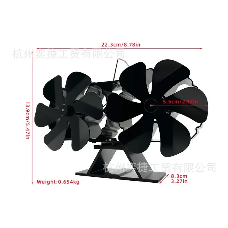 FG9021-12 Thermal Energy Fireplace Fan 11cm/4.33in with 12 Leaves High Air Volume And High Speed Furnace Fan for Home Hea
