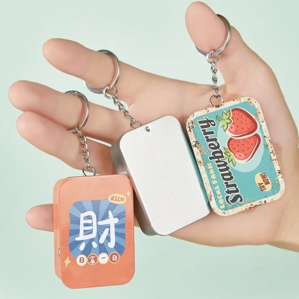 With Keyring Push-Pull Tin Box DIY Multiple Styles Metal Box Multi-function with Sliding Lids Storage Box School Supplies