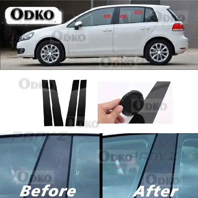 

New Arrived 6PCS Polished Pillar Posts Fit For VW Golf 6 MK6 2010-2012 Window Trim Cover BC Column Sticker