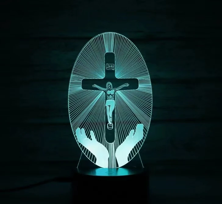 LED Night Lights Jesus Cross Night Light Home Decorative Table Lamp Desktop Night 3D Suspension Simple Luminous Decoration Gift