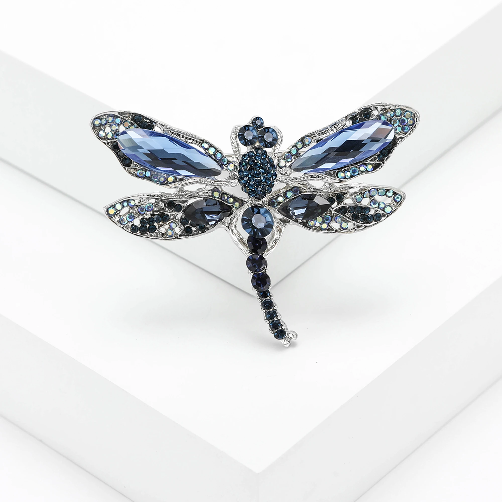 Rhinestone Dragonfly Brooches for Women Unisex Crystal Glass Insect Pins Banquet Party Backpack Gifts Jewelry Accessories