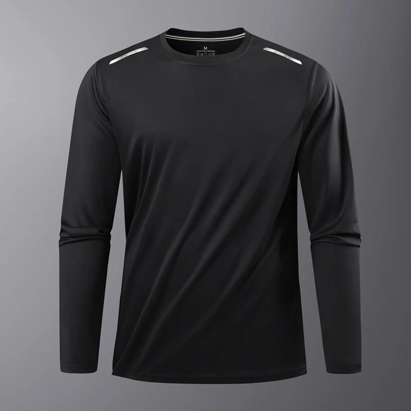 

Outdoor Fitness Sport Men's Long Sleeve T-shirt Fashion Loose Run Tops Casual O-neck Solid Color Tees Spring and Autumn Clothing
