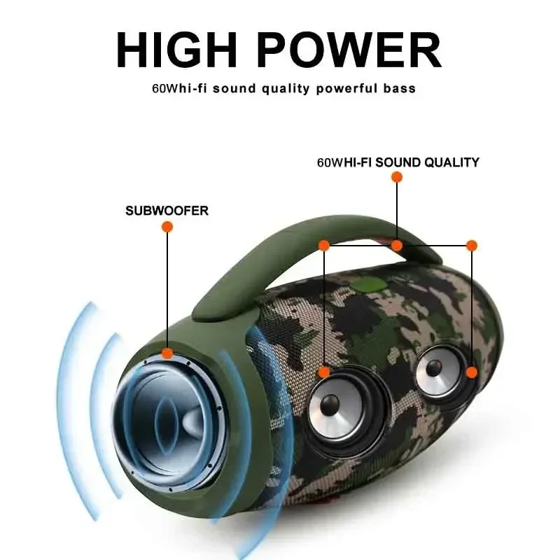 Portable Waterproof 100W High Power Bluetooth Speaker RGB Colorful Light Wireless Subwoofer 360 Stereo Surround TWS Boom Box