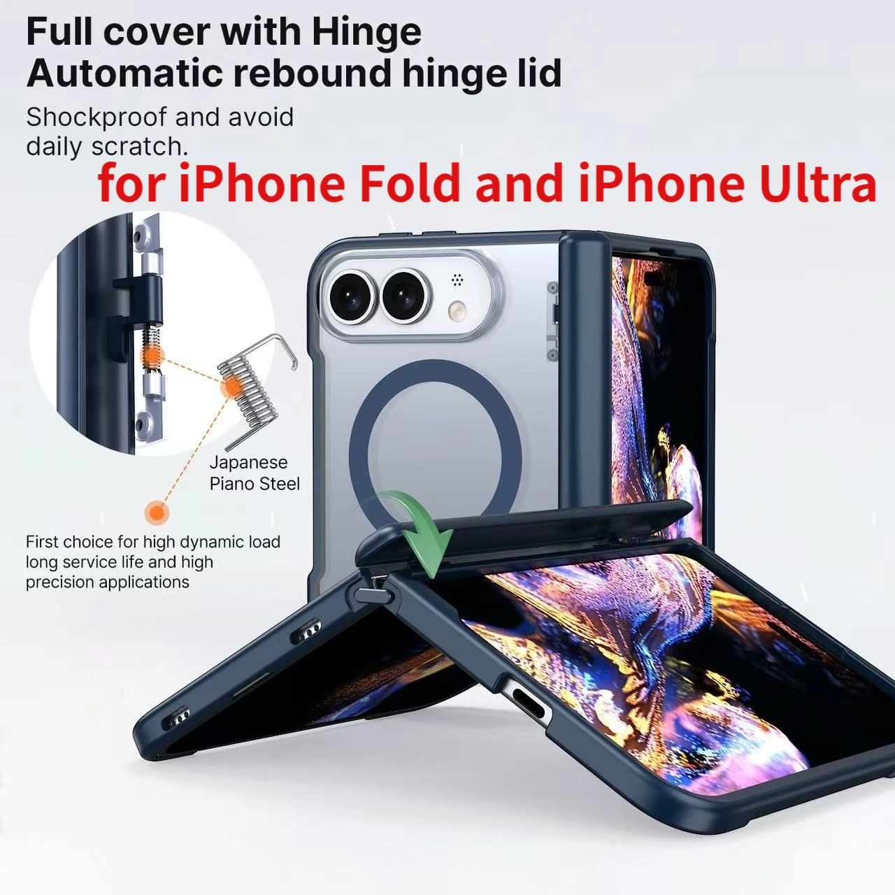 For MagSafe Business Matte Folding Phone Case, Designed Exclusively For iPhone Duo. Ultra-Thin Shaft Integrated Protective Shell