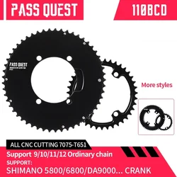 PASS QUEST 110bcd Chainring for Shimano 5800 6800 DA9000 Double chain ring Road 110 bcd 48/35T 50/34T 52/36T 53/39T 54/40T