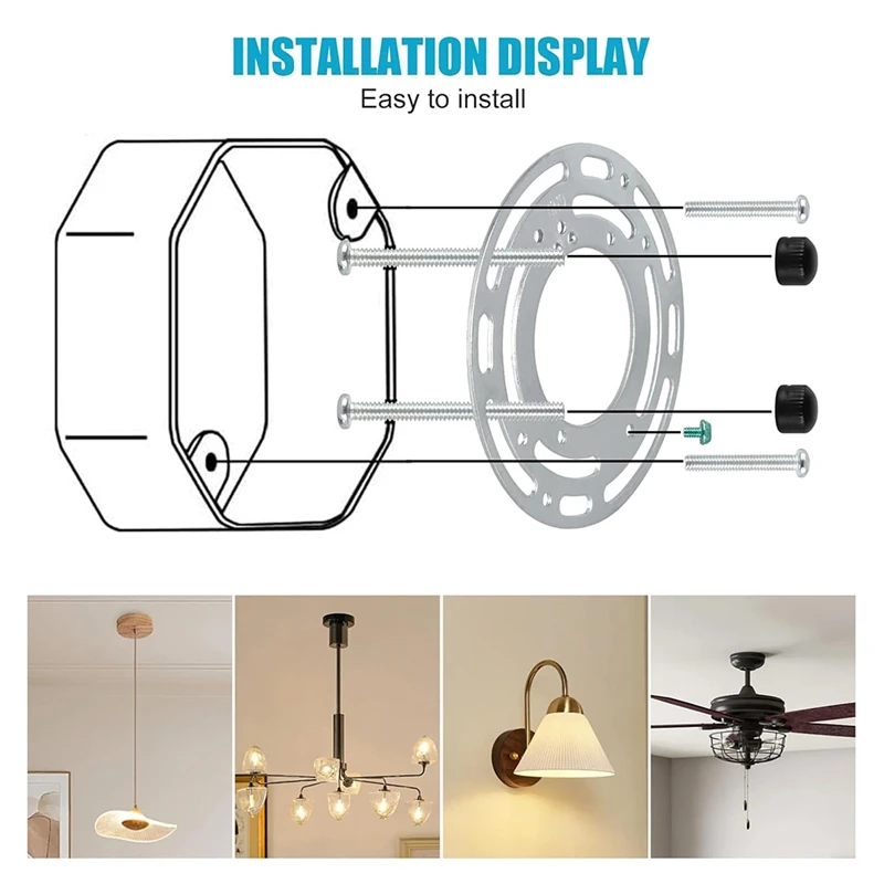 Paquete de 4 soportes de montaje de lámpara universales mejorados con tornillos y tuercas para luces de techo, luces de pared