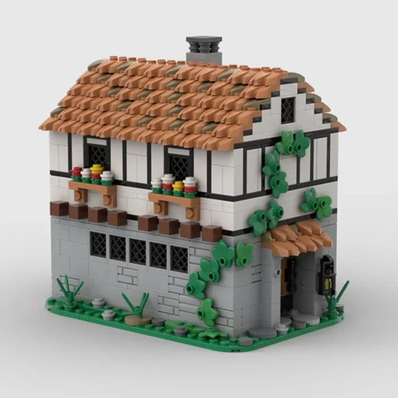 Modelo de construção medieval moc tijolos de construção taverna e tecnologia de campo blocos modulares presentes brinquedos de natal conjuntos diy montagem
