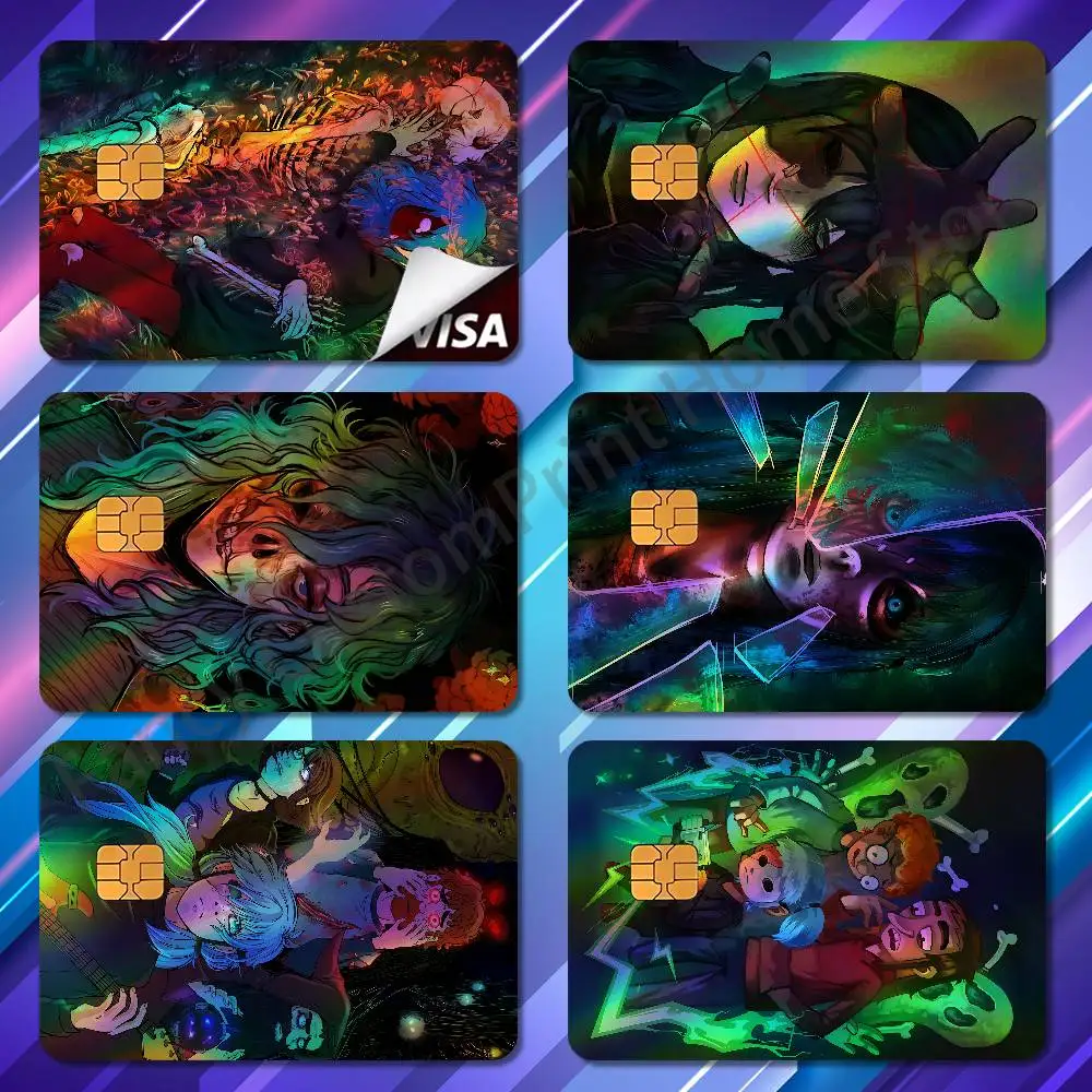 

S-Sally F-Face Game Credit Bank Sticker ID Access Card Cover Skin Rainbow Color Laser Stickers Film