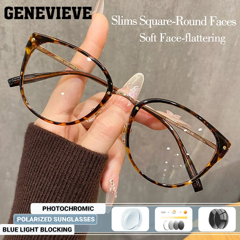 GENEVIEVE Retro Cat-Eye Design Women Photochromic Anti Blue-ray Reading Glasses Polarized Sunglasses Customizable Prescriptions