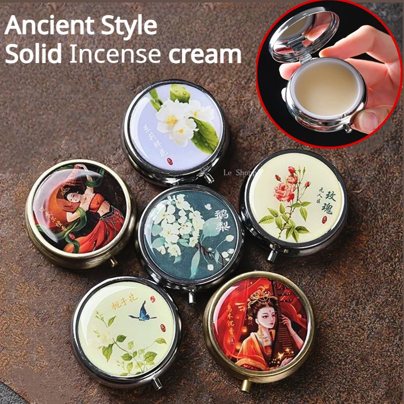 12g Ancient Style Incense Solid Portable Rose/Gardenia/Jasmine/Peony Incense Fresh Fragrant Cream/Lasting Fragrance Therapy