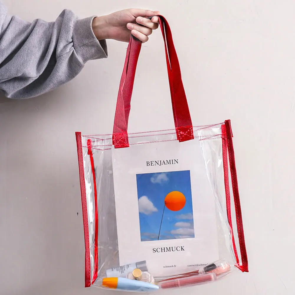 Summer Pvc Transparent Shopping Bag Tote Bag Waterproof Swimming Bag Leisure Gift High-end Hand Carry Tote Bag for Ladies