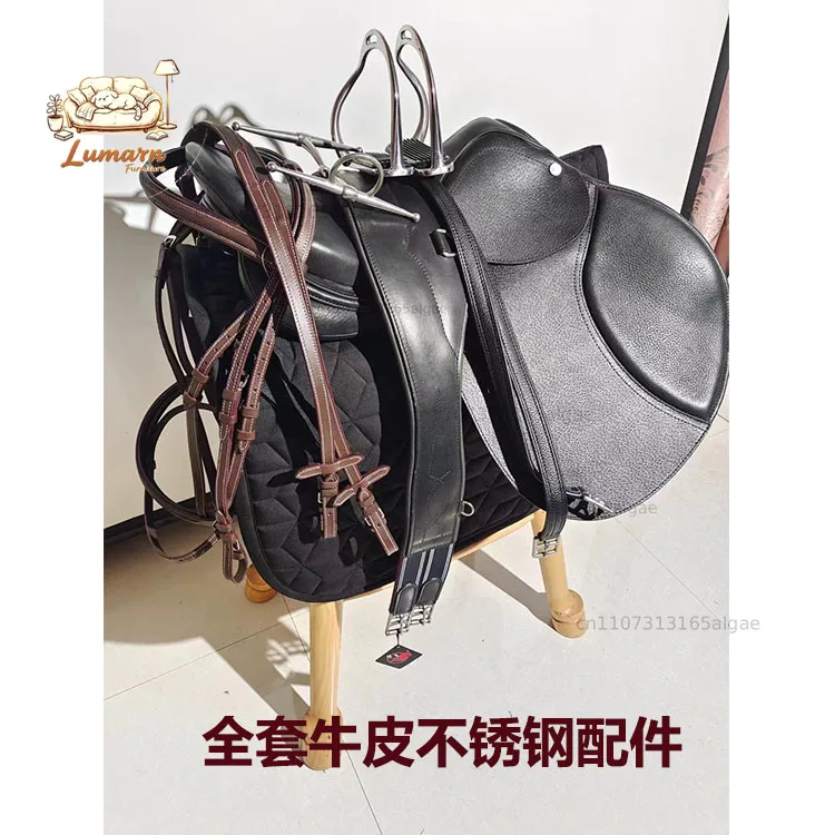 Cowhide comprehensive saddle obstacle saddle full set of accessories export model professional equestrian British teachin