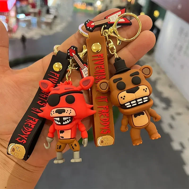 5PCS Wholesale Cartoon Game Action Figure FNAF Freddy's Fazbear Bear Doll Model Toy Five Nights Freddy Keychain For Gift