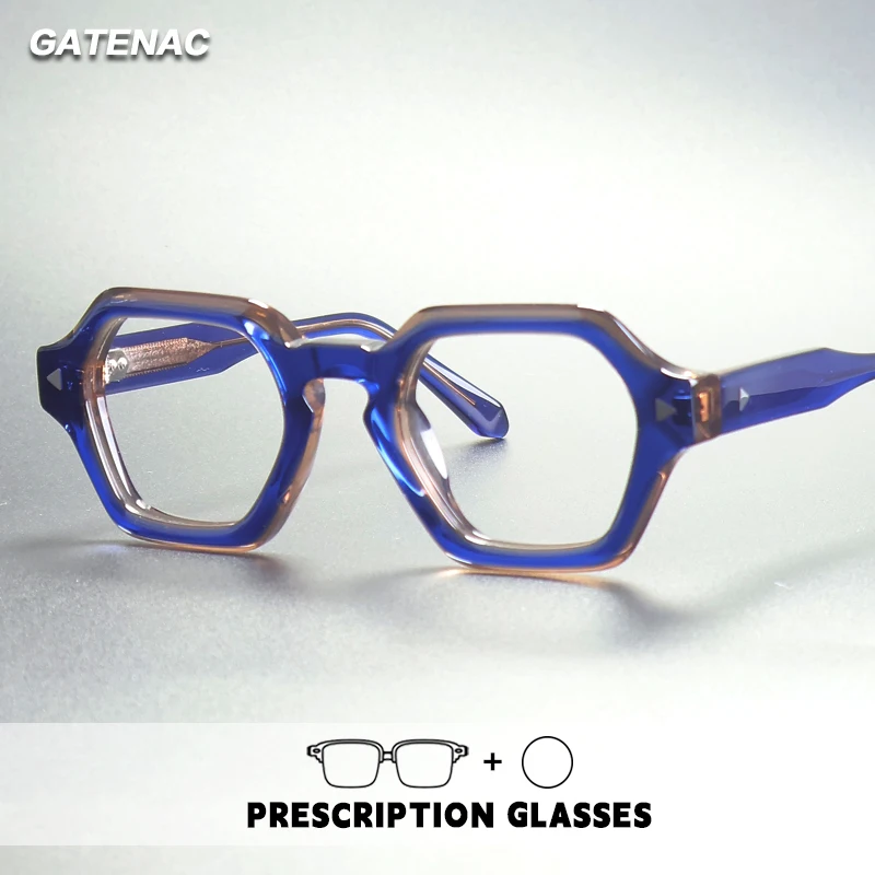 

Gatenac Acetate Blue Light Blocking Men Reading Glasses Handmade Myopia Eyeglasses Frames Photochromic Prescription Eyewear