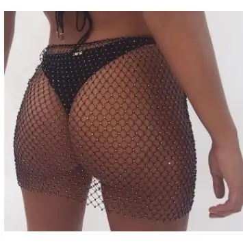 

Sparkling Diamond Me f Skirt Hollow out Design mid Waist Polyester Fiber Busin Home Wear Gathered Skirt Slim Fit